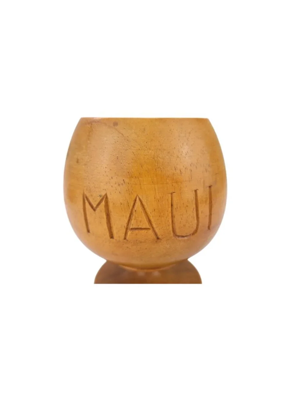 Vintage Monkey Pod Carved Wooden Pedestal Bowl Goblet Cup Maui Souvenir Hawaii